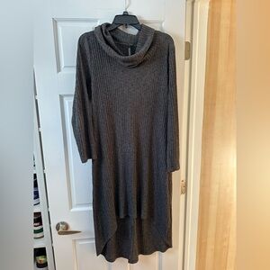 Discreet Charcoal Cowl Neck Sweater Dress